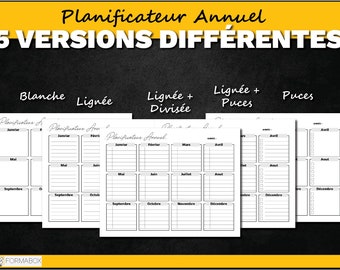 Planificateur Annuel Français | Imprimable | À remplir |Pas de date | Aperçu de l’année | PDF | Tâches Annuelles | À faire Annuellement