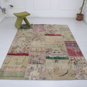 2x2m Patchwork Teppich, Handgefertigter Original Patchwork Teppich, Handgemachter Patchwork Teppich, Handgemachter Patchwork Teppich
