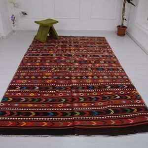 Handwoven Kilim, Traditional Rug,  Modern Kilim, Geometric Kilim, Turkish Anatolian Kilim, 6x11 ft, Decorative Rug, Handmade Rug, Kilim Rug