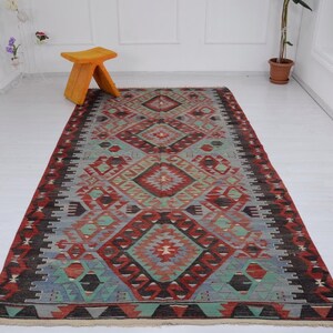 Ręcznie tkany kilim, tradycyjny dywan, nowoczesny kilim, geometryczny kilim, turecki anatolijski kilim, 6 x 11 stóp, dekoracyjny dywan, ręcznie robiony dywan, kilim