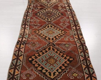3x14 ft Anatolian Wool Runner, Runner Rug, Turkish Wool Runner, Brown Vintage Runner, Soft Runner, Faded Runner, Kitchen Rug, Oushak Rug