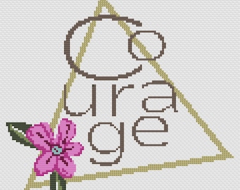 Courage Cross Stitch Pattern - AA NA Recovery Symbol Gift - Sobriety and Addiction Recovery - Instant Download Digital Pattern PDF