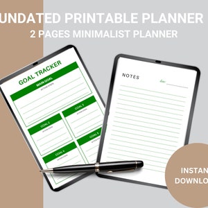 GREEN GOAL PLANNER | productivity planner | goal setting | habit tracker | digital planner | printable goal planner | vision board | tracker
