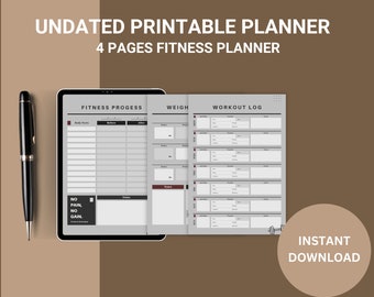 PRINTABLE FITNESS PLANNER  | workout planner | wellness planner | weight loss journal | fitness tracker | meal planner | weight loss tracker