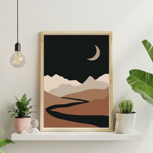 Boho Wall Art, Printable Wall Art, Digital Prints, Mid Century Modern Print, Neutral Color Prints, Boho Decor, Abstract Landscape Print