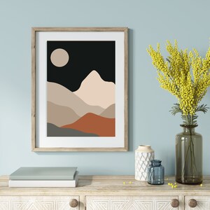 Boho Wall Art, Printable Wall Art, Digital Prints, Mid Century Modern Print, Neutral Color Prints, Boho Decor, Abstract Landscape Print