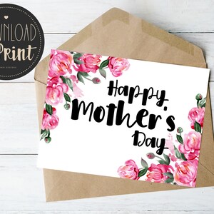 Mother&#39;s Day Card, Printable Mother&#39;s Day Card, Watercolor Mother&#39;s Day Card, Floral Card, Greeting Card, Printable, Digital, Download