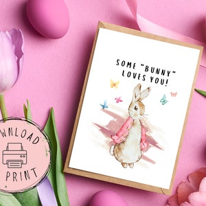 Happy Easter Printable Cards | Instant Download Two Simple Easter Bunny Card Print | Two Printable Greeting Cards