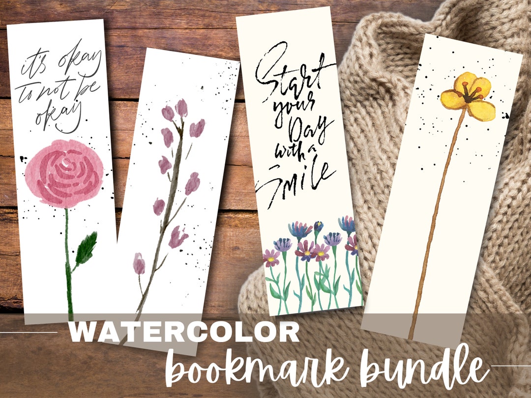 Flower Watercolor Printable Bookmark Instant Printable Flower Bookmarks