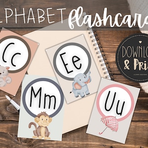 Printable Alphabet Flash Cards, Classroom Decor, Toddlers Preschool Early Learning Resource, Nursery Decor, DIGITAL DOWNLOAD