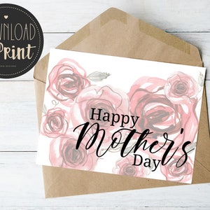 Printable Mother&#39;s Day Card, Mother&#39;s Day Card, Watercolor Mother&#39;s Day Card, Floral Card, Greeting Card, Printable, Digital, Download