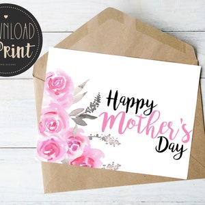 Mother&#39;s Day Card, Printable Mother&#39;s Day Card, Watercolor Mother&#39;s Day Card, Floral Card, Greeting Card, Printable, Digital, Download