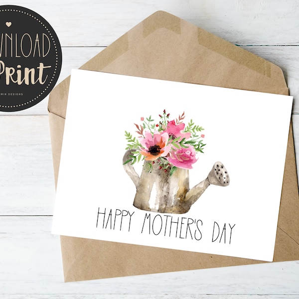 Mother's Day Card, Printable Mother's Day Card, Watercolor Mother's Day Card, Floral Card, Greeting Card, Printable, Digital, Download