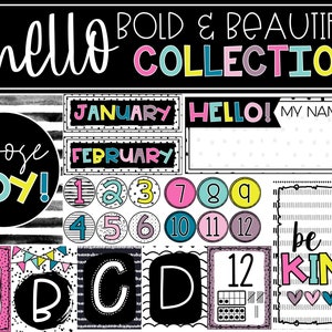 Hello! Bold & Beautiful Classroom Theme Supplies and Decorations, Teacher Supply, Printable Classroom Decoration and Supplies, Decor Bundle