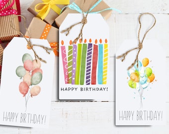 Happy Birthday Printable Gift Tags| Instant Download Simple Gift Tags Print | Printable Gift Tags