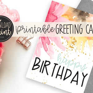 Beautiful Floral Printable Birthday Card  |  Printable Greeting Card | Digital Birthday Card