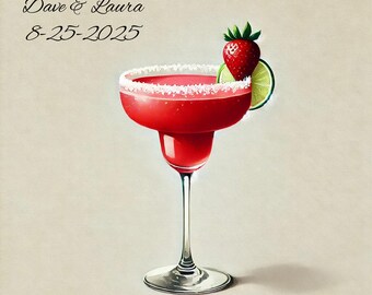 Letrero de bebida nupcial con margarita de fresa: personalizable