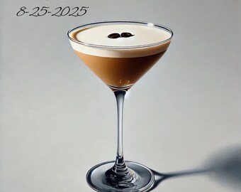 Pintura al óleo con letrero de boda de martini espresso