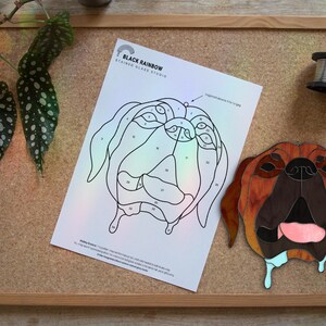 drooling dog stained glass, bullmastiff mix pattern, pet suncatcher pdf, animal glass pattern, pdf digital download, hobby licence pattern
