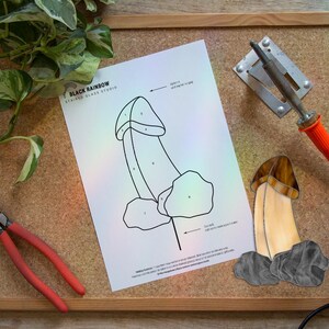 funny fungus plantstake, wiener stained glass pattern, willy mushroom suncatcher, toadstool digital download, hobby license pattern