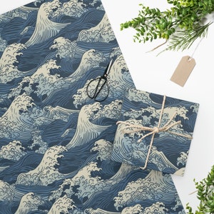 Great Wave Crashing Wave Japanese Style Ocean Pattern Christmas Present Wrapping Paper Hokusai Holiday Wrap For Presents Great Wave Kanagawa