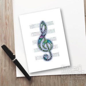 Treble Clef Printable Greeting Card or Recital Invite Musician Note ...