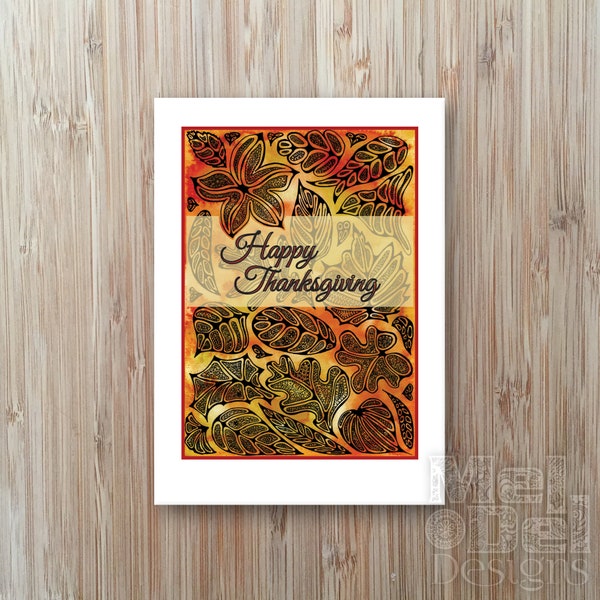 Happy Thanksgiving Card Printable, Instant Download, Fall Leaves Watercolor Greeting Card, Autumn colors family, friends, coworker, everyone