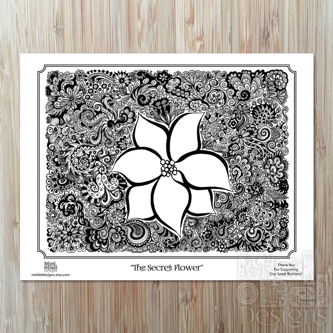 Super Detailed Flower Printable Coloring Page Flowery Page to Color