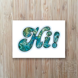 Hola tarjeta de felicitación imprimible ¡Hola! Tarjeta de amigo Teal Hola Notelet Sólo diciendo Hola Tarjeta Descarga digital instantánea Archivo PDF de alta resolución
