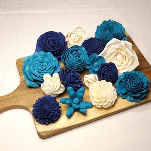 Navy Blue and Light Teal Sola Wood Assortment,DIY Crafts,Sola Wood Flowers, Sola Wood,Sola Flower Decor,Sola Assortment,DIY Wedding