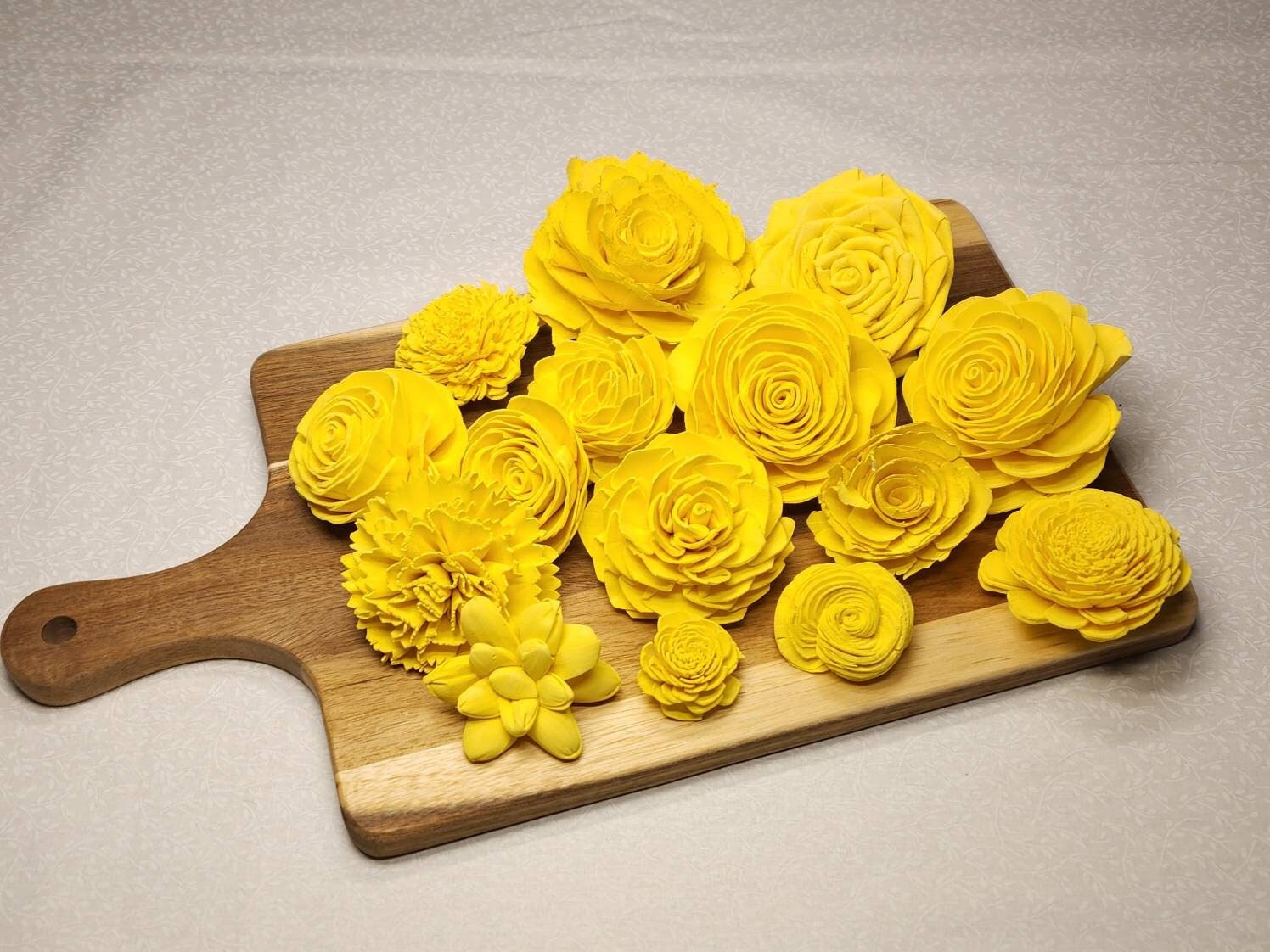 Yellow Sola Wood Flower Pack of 10