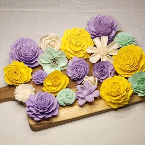 Lavender, Yellow, and Mint Green Spring Sola Wood Flower Assortment
