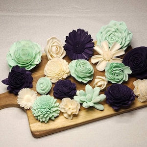 Deep Purple and Mint Green Sola Wood Flower Assortment Pack, DIY Crafts, Sola Wood Flowers, Sola Flower Decor, Sola Assortment, DIY Wedding