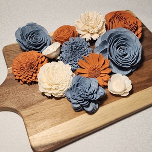 Dusty Blue and Burnt Orange Sola Wood Assortment,DIY Crafts,Sola Wood Flowers, Sola Wood,Sola Flower Decor,Sola Assortment,DIY Wedding