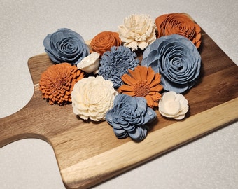 Dusty Blue and Burnt Orange Sola Wood Assortment,DIY Crafts,Sola Wood Flowers, Sola Wood,Sola Flower Decor,Sola Assortment,DIY Wedding