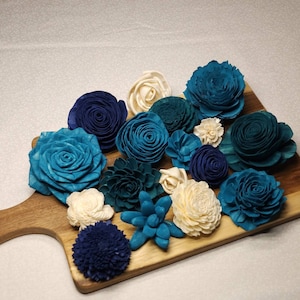 Navy Blue and Light Teal, and Dark Teal Sola Wood Assortment,Sola Wood Flowers, Sola Wood,Sola Flower Decor,Sola Assortment,DIY Wedding