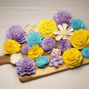 Lavender, Yellow, and Aqua, Spring Sola Wood Flower Assortment