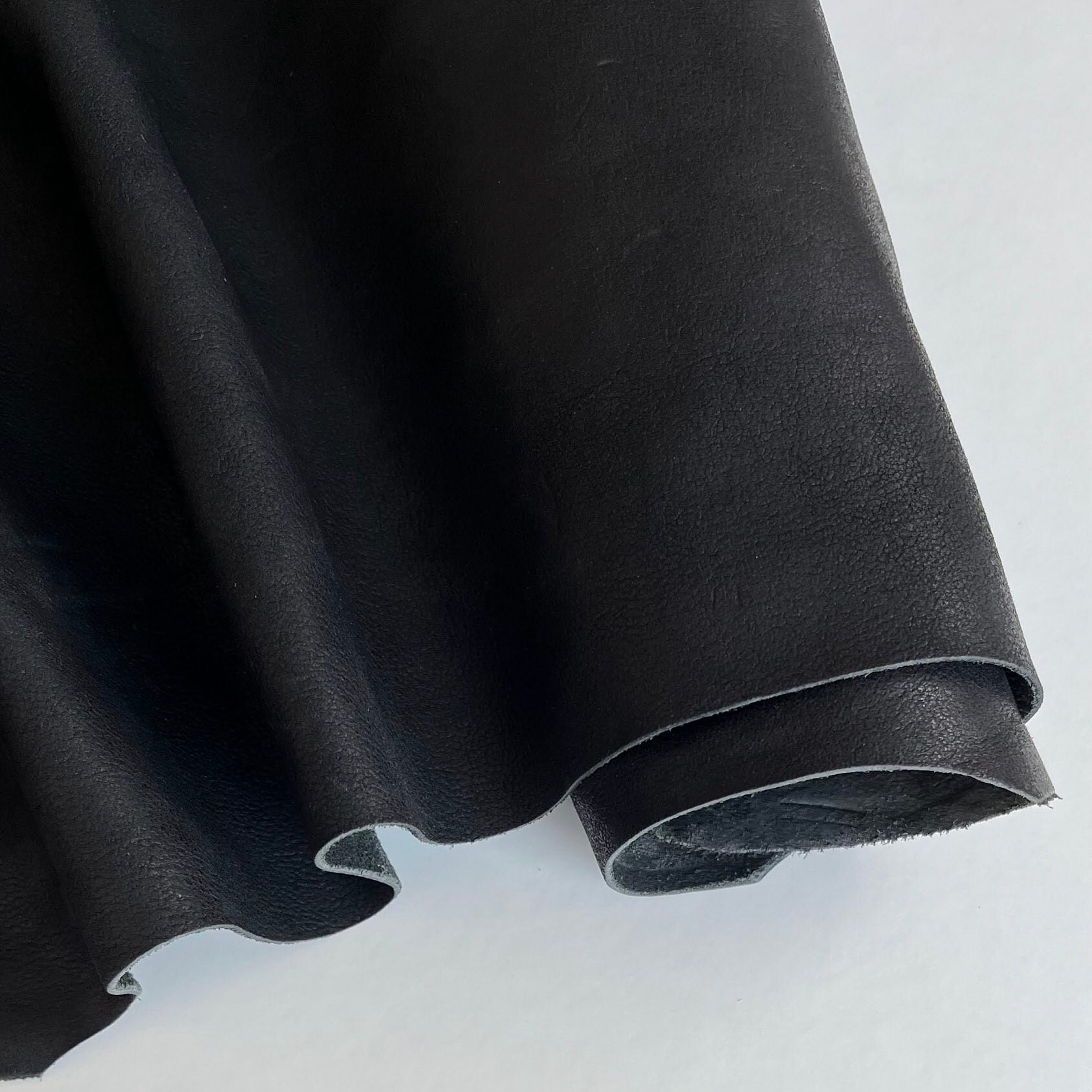 Black Soft 34 Oz Leather Hide, Leather for Crafting, High Quality