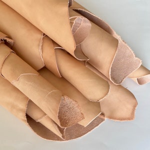 Natural vegetable tanned leather belly strips cowhide, 3-4 oz, vegtan tooling leather
