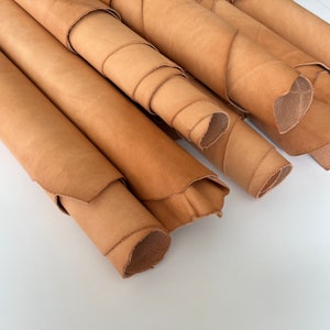 Tan brown natural vegetable tanned leather belly strips cowhide, 1.2mm/3oz, vegtan tooling leather