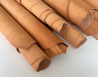 Tan brown natural vegetable tanned leather belly strips cowhide, 1.2mm/3oz, vegtan tooling leather
