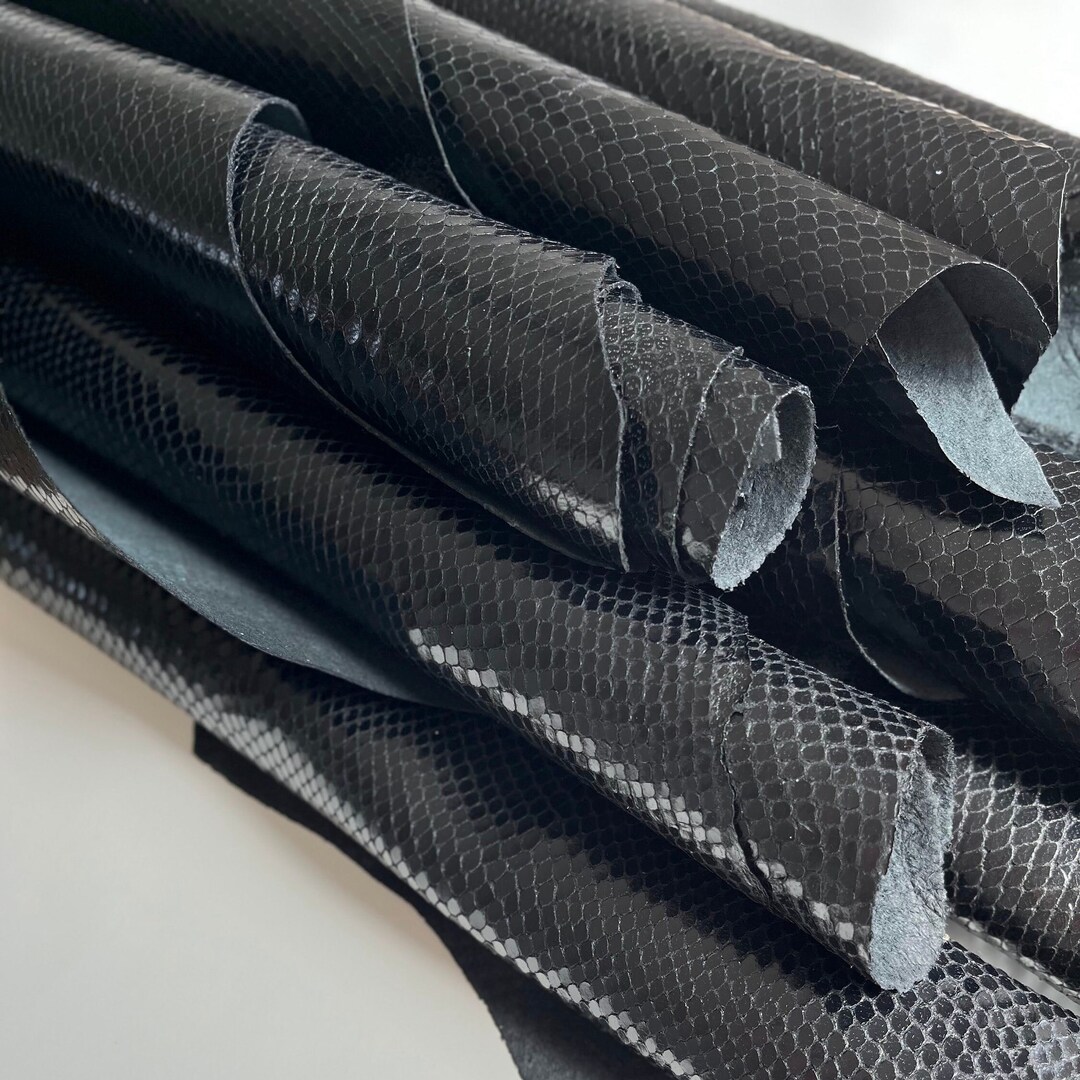 Black Glossy Snake Python Hot Plated Printed Goat Skin - Etsy