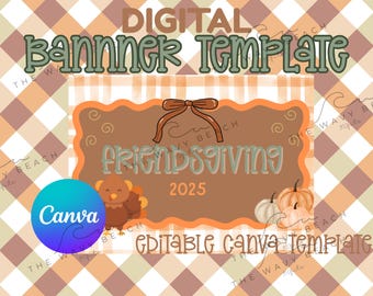Plantilla de pancarta de pavo para el Día de Acción de Gracias / Letrero editable para la cena de Acción de Gracias con amigos (Descarga digital)
