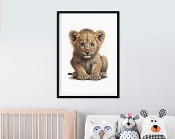 Printable Children's Room Lion Illustration | Nursery Wall Art | The Nesting Co. | Downloadable Digital