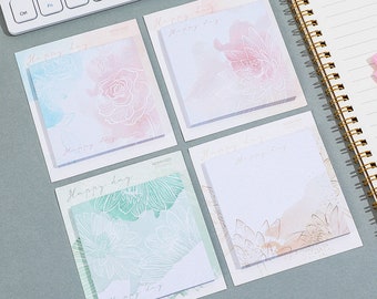 4 Packs/ Set - Cute Floral Sticky Notes | Elegant  Sticky Notes | School Supplies | Stationery Sticky Notes | Birthday Gift for Coworker