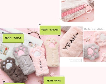 Cute Cat Pencil Case with Zipper - Kawaii Kitty Pouch for Girls - Animal Lover Stationery Gift Back to School Supplies Teens