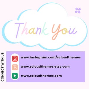 a thank you card with a cloud above it
