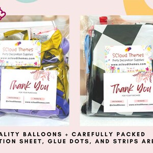 two bags of thank you balloons and a package of thank you balloons