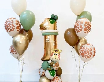 Safari Animals Birthday Balloon DIY Kit - Sage Green Party Decoration - Baby shower Party - First Birthday - Giraffe Balloon - Baby Shower