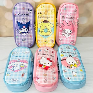 Sanrio Pencil Case - Kuromi, Cinnamoroll, Hello Kitty, My Melody, Pompompurin - Kawaii Pencil Holder - Stationary Pencil Pouch Birthday Gift